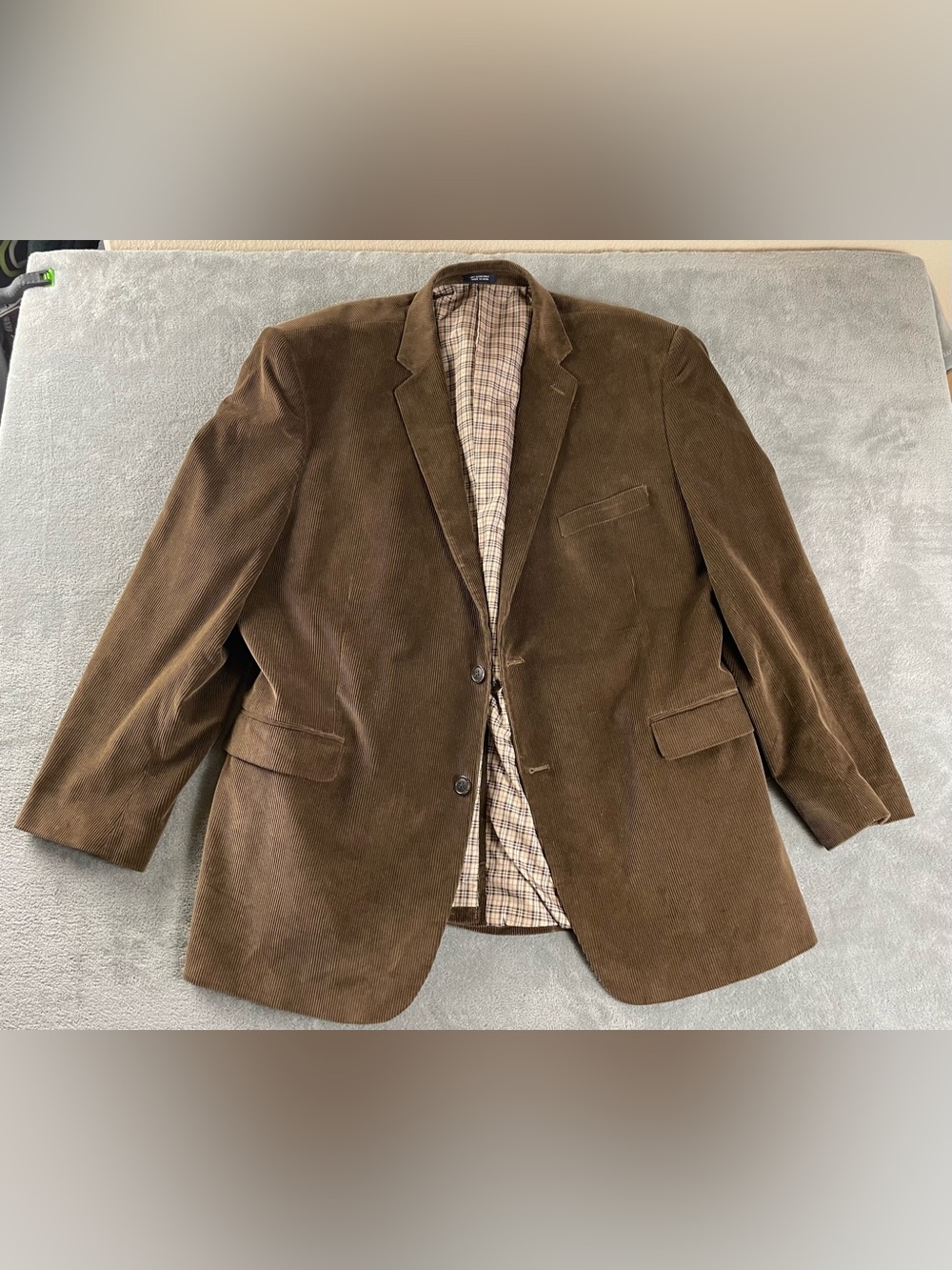 Saddlebred Mens Brown Corduroy Blazer Two Button Sport Coat Jacket Size 52R
